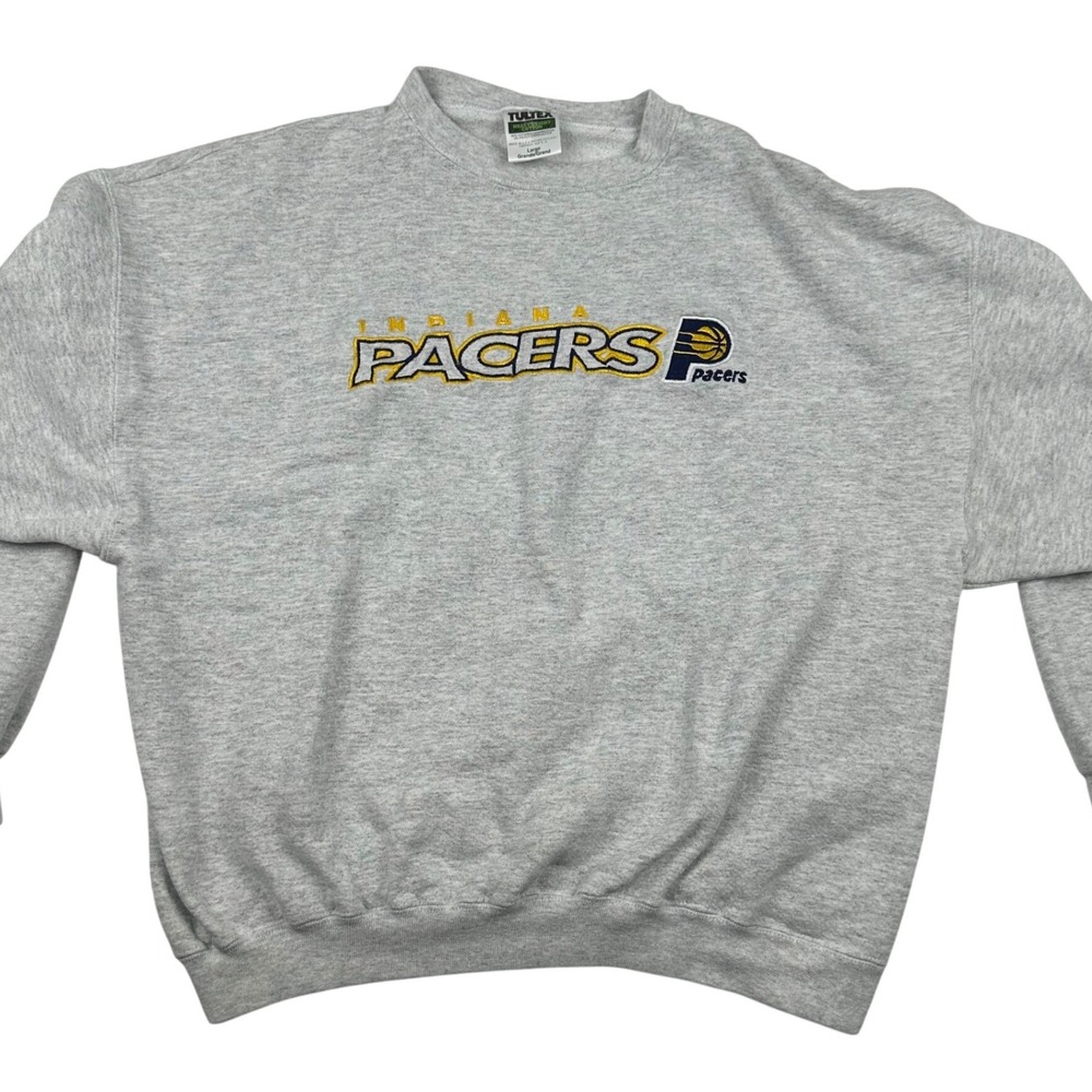 Vintage Indiana Pacers Tultex Sweatshirt Gray Embroidered 90s USA Large - Small